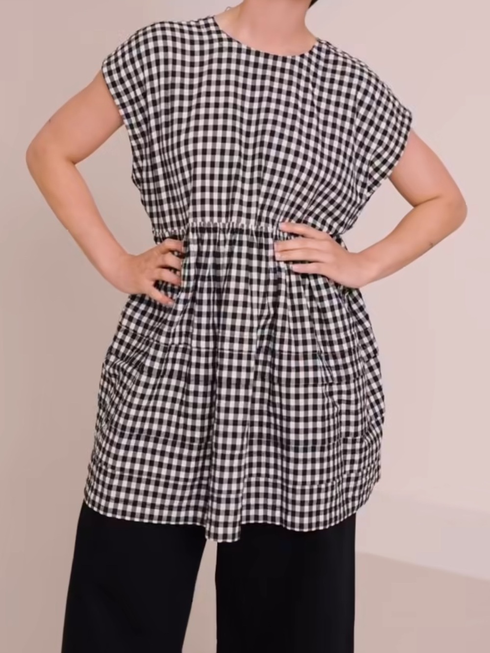 Beyond Nine Ella Black & Ecru Gingham Cotton Seersucker Dress